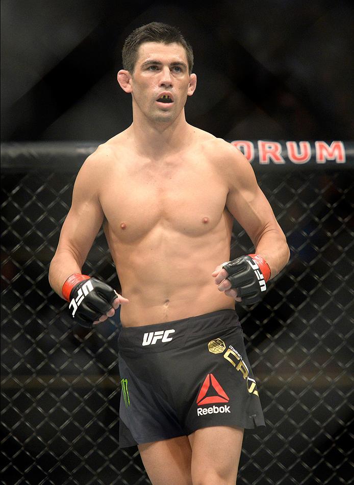 INGLEWOOD, CA - JUNE 04: Dominick Cruz waits in between rounds during the UFC 199 event at The Forum on June 4, 2016 in Inglewood, California. (Photo by Brandon Magnus/Zuffa LLC/Zuffa LLC via Getty Images)