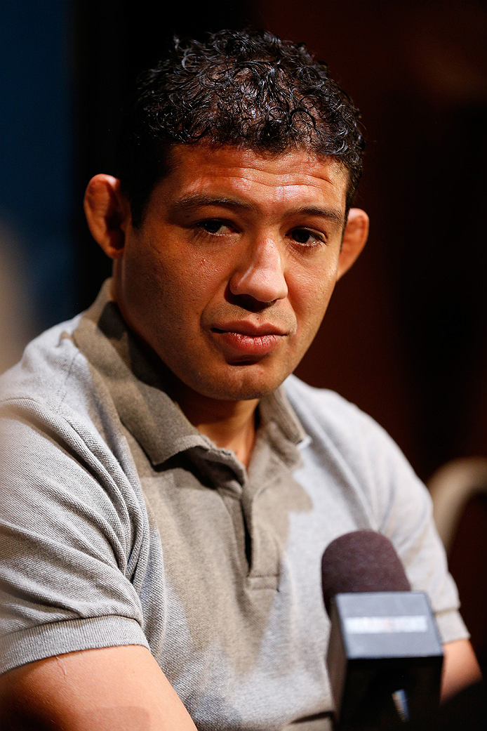 LAS VEGAS, NV - JULY 03: The Ultimate Fighter season 20 coach Gilbert Melendez interacts with media during the UFC Ultimate Media Day at the Mandalay Bay Resort and Casino on July 3, 2014 in Las Vegas, Nevada. (Photo by Josh Hedges/Zuffa LLC/Zuffa LLC v