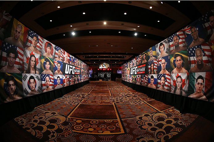 LAS VEGAS, NV - JULY 03: A general view of the entry way during the UFC Ultimate Media Day at the Mandalay Bay Resort and Casino on July 3, 2014 in Las Vegas, Nevada. (Photo by Josh Hedges/Zuffa LLC/Zuffa LLC via Getty Images)