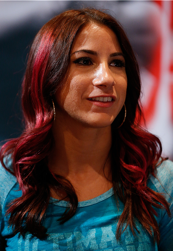 LAS VEGAS, NV - JULY 03: The Ultimate Fighter season 20 cast member Tecia Torres interacts with media during the UFC Ultimate Media Day at the Mandalay Bay Resort and Casino on July 3, 2014 in Las Vegas, Nevada. (Photo by Josh Hedges/Zuffa LLC/Zuffa LLC
