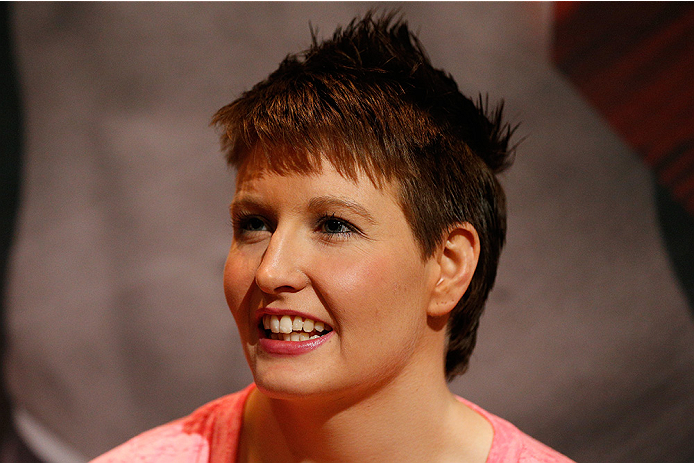 LAS VEGAS, NV - JULY 03: The Ultimate Fighter season 20 cast member Aisling Daly interacts with media during the UFC Ultimate Media Day at the Mandalay Bay Resort and Casino on July 3, 2014 in Las Vegas, Nevada. (Photo by Josh Hedges/Zuffa LLC/Zuffa LLC