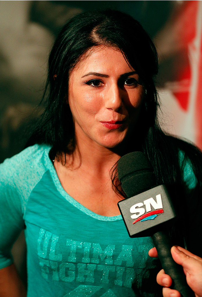 LAS VEGAS, NV - JULY 03: The Ultimate Fighter season 20 cast member Randa Markos interacts with media during the UFC Ultimate Media Day at the Mandalay Bay Resort and Casino on July 3, 2014 in Las Vegas, Nevada. (Photo by Josh Hedges/Zuffa LLC/Zuffa LLC