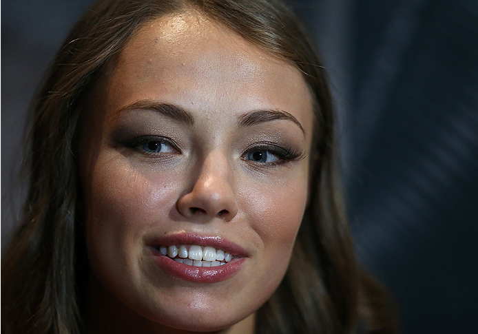 LAS VEGAS, NV - JULY 03: The Ultimate Fighter season 20 cast member Rose Namajunas interacts with media during the UFC Ultimate Media Day at the Mandalay Bay Resort and Casino on July 3, 2014 in Las Vegas, Nevada. (Photo by Josh Hedges/Zuffa LLC/Zuffa L