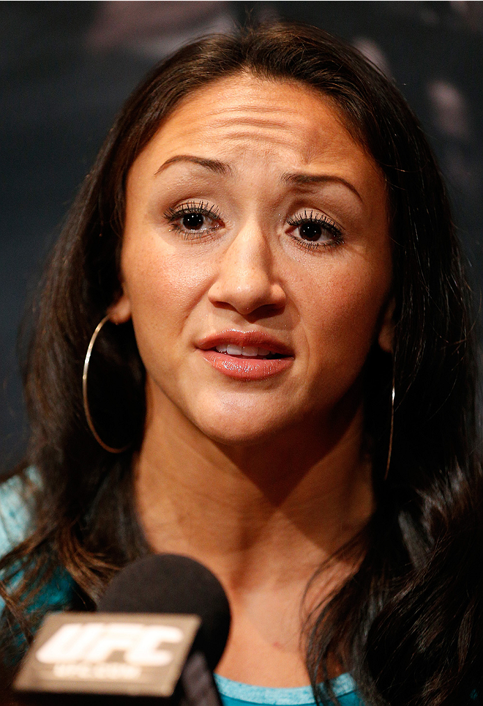 LAS VEGAS, NV - JULY 03: The Ultimate Fighter season 20 cast member Carla Esparza interacts with media during the UFC Ultimate Media Day at the Mandalay Bay Resort and Casino on July 3, 2014 in Las Vegas, Nevada. (Photo by Josh Hedges/Zuffa LLC/Zuffa LL