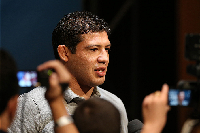 LAS VEGAS, NV - JULY 03: The Ultimate Fighter season 20 coach Gilbert Melendez interacts with media during the UFC Ultimate Media Day at the Mandalay Bay Resort and Casino on July 3, 2014 in Las Vegas, Nevada. (Photo by Josh Hedges/Zuffa LLC/Zuffa LLC v