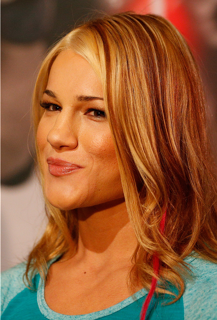LAS VEGAS, NV - JULY 03: The Ultimate Fighter season 20 fighter Felice Herrig interacts with media during the UFC Ultimate Media Day at the Mandalay Bay Resort and Casino on July 3, 2014 in Las Vegas, Nevada. (Photo by Josh Hedges/Zuffa LLC/Zuffa LLC vi