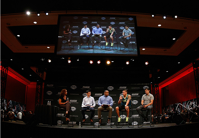 LAS VEGAS, NV - JULY 03: A general view of the main stage during the UFC Ultimate Media Day at the Mandalay Bay Resort and Casino on July 3, 2014 in Las Vegas, Nevada. (Photo by Josh Hedges/Zuffa LLC/Zuffa LLC via Getty Images)