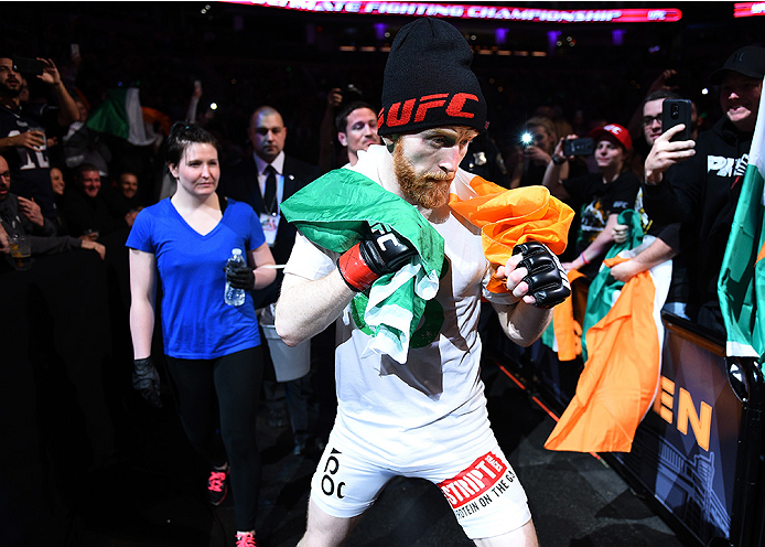 BOSTON, MA - JANUARY 18: Paddy Holohan enters the arena before a flyweight fight against Shane Howell during the UFC Fight Night event at the TD Garden on January 18, 2015 in Boston, Massachusetts. (Photo by Jeff Bottari/Zuffa LLC/Zuffa LLC via Getty Ima