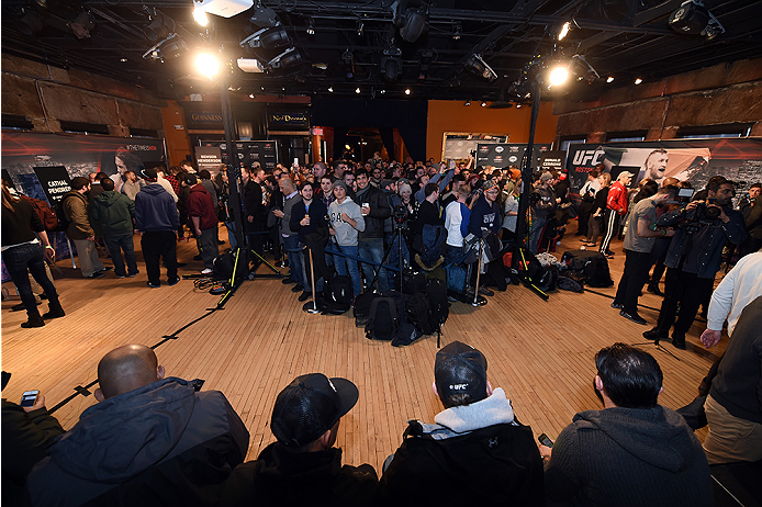 BOSTON, MA - JANUARY 16: A general view as fighters interact with media at Faneuil Hall on January 16, 2015 in Boston, Massachusetts. (Photo by Jeff Bottari/Zuffa LLC/Zuffa LLC via Getty Images)