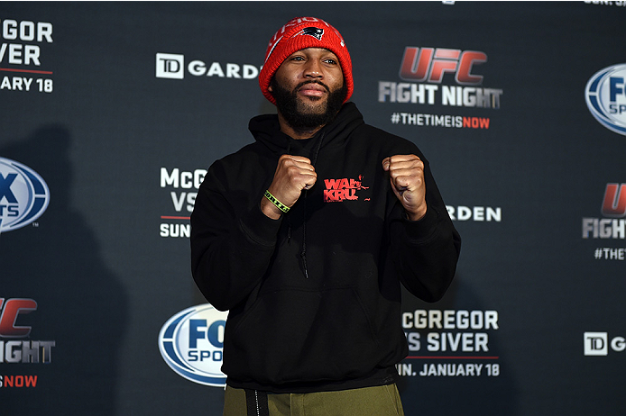 BOSTON, MA - JANUARY 16: UFC welterweight John Howard interacts with media at Faneuil Hall on January 16, 2015 in Boston, Massachusetts. (Photo by Jeff Bottari/Zuffa LLC/Zuffa LLC via Getty Images)