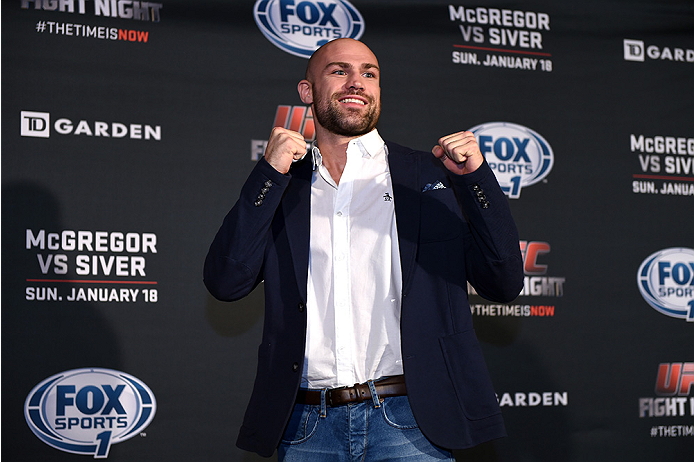 BOSTON, MA - JANUARY 16: UFC welterweight Cathal Pendred of Ireland interacts with media at Faneuil Hall on January 16, 2015 in Boston, Massachusetts. (Photo by Jeff Bottari/Zuffa LLC/Zuffa LLC via Getty Images)