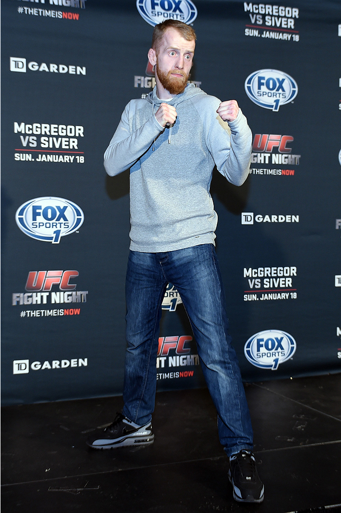 BOSTON, MA - JANUARY 16: UFC flyweight Paddy Holohan of Ireland interacts with media at Faneuil Hall on January 16, 2015 in Boston, Massachusetts. (Photo by Jeff Bottari/Zuffa LLC/Zuffa LLC via Getty Images)