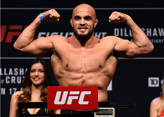 BOSTON, MA - JANUARY 16: Ilir Latifi of Sweden weighs in during the UFC weigh-in at the Wang Theatre on January 16, 2016 in Boston, Massachusetts. (Photo by Jeff Bottari/Zuffa LLC/Zuffa LLC via Getty Images)
