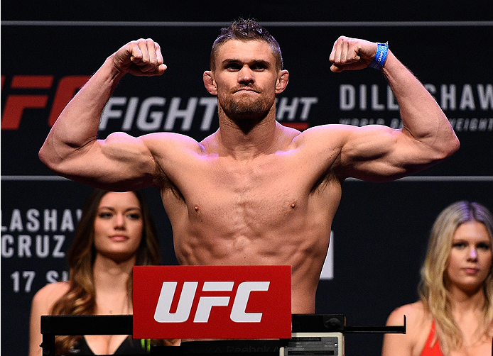 BOSTON, MA - JANUARY 16: Daron Cruickshank weighs in during the UFC weigh-in at the Wang Theatre on January 16, 2016 in Boston, Massachusetts. (Photo by Jeff Bottari/Zuffa LLC/Zuffa LLC via Getty Images)