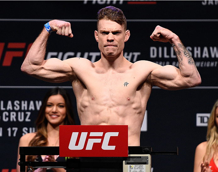 BOSTON, MA - JANUARY 16: Paul Felder weighs in during the UFC weigh-in at the Wang Theatre on January 16, 2016 in Boston, Massachusetts. (Photo by Jeff Bottari/Zuffa LLC/Zuffa LLC via Getty Images)