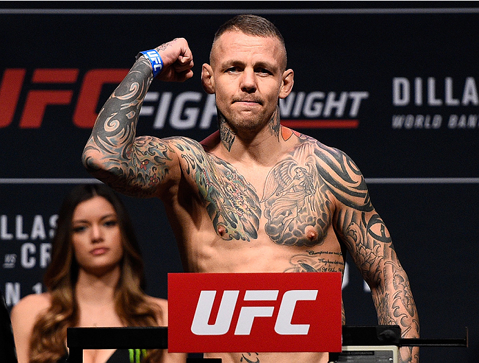 BOSTON, MA - JANUARY 16: Ross Pearson of England weighs in during the UFC weigh-in at the Wang Theatre on January 16, 2016 in Boston, Massachusetts. (Photo by Jeff Bottari/Zuffa LLC/Zuffa LLC via Getty Images)