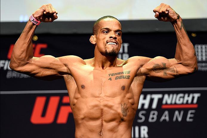 BRISBANE, AUSTRALIA - MARCH 19: Alan Patrick of Brazil weighs in during the UFC Fight Night weigh-in at the Brisbane Entertainment Centre on March 19, 2016 in Brisbane, Australia. (Photo by Josh Hedges/Zuffa LLC/Zuffa LLC via Getty Images)