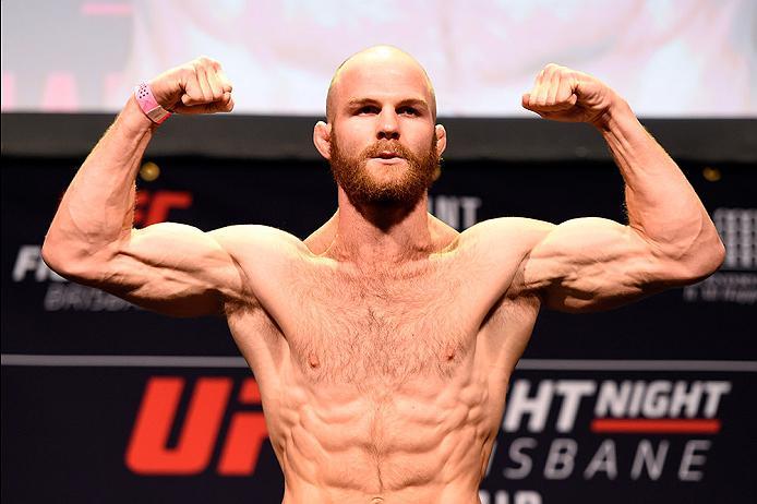 BRISBANE, AUSTRALIA - MARCH 19: Rich Walsh of Australia weighs in during the UFC Fight Night weigh-in at the Brisbane Entertainment Centre on March 19, 2016 in Brisbane, Australia. (Photo by Josh Hedges/Zuffa LLC/Zuffa LLC via Getty Images)