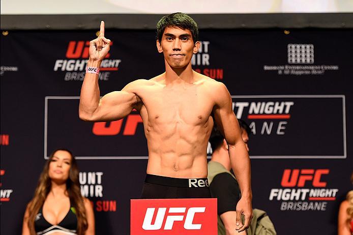 BRISBANE, AUSTRALIA - MARCH 19: Mark Eddiva of the Philippines weighs in during the UFC Fight Night weigh-in at the Brisbane Entertainment Centre on March 19, 2016 in Brisbane, Australia. (Photo by Josh Hedges/Zuffa LLC/Zuffa LLC via Getty Images)