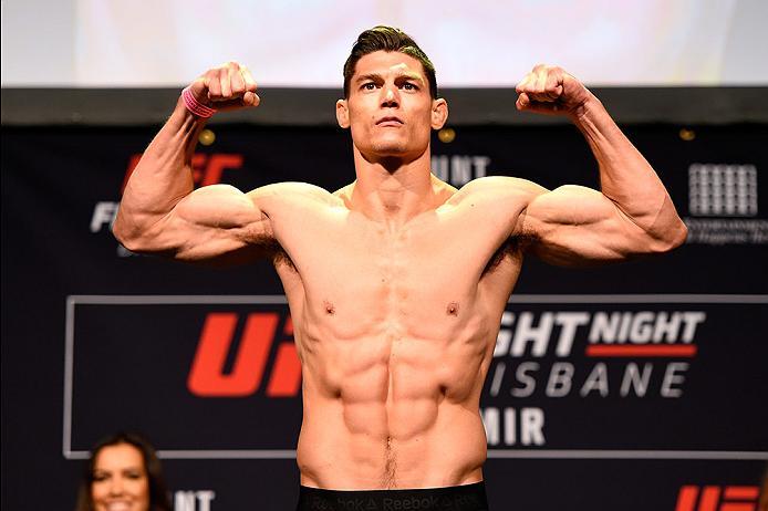 BRISBANE, AUSTRALIA - MARCH 19: Alan Jouban weighs in during the UFC Fight Night weigh-in at the Brisbane Entertainment Centre on March 19, 2016 in Brisbane, Australia. (Photo by Josh Hedges/Zuffa LLC/Zuffa LLC via Getty Images)