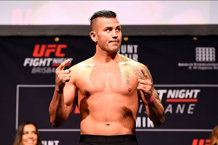 BRISBANE, AUSTRALIA - MARCH 19: Steve Bosse of Canada weighs in during the UFC Fight Night weigh-in at the Brisbane Entertainment Centre on March 19, 2016 in Brisbane, Australia. (Photo by Josh Hedges/Zuffa LLC/Zuffa LLC via Getty Images)