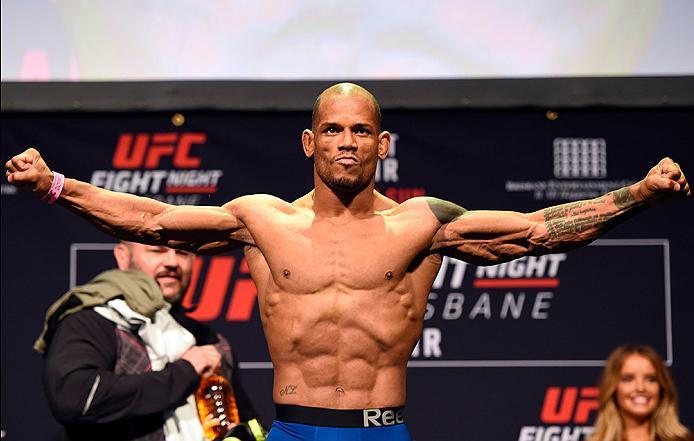 BRISBANE, AUSTRALIA - MARCH 19: Hector Lombard of Cuba weighs in during the UFC Fight Night weigh-in at the Brisbane Entertainment Centre on March 19, 2016 in Brisbane, Australia. (Photo by Josh Hedges/Zuffa LLC/Zuffa LLC via Getty Images)