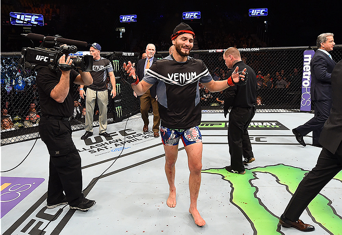 FAIRFAX, VA - APRIL 04: Jorge Masvidal reacts after losing by split decision to Al Iaquinta in their lightweight fight during the UFC Fight Night event at the Patriot Center on April 4, 2015 in Fairfax, Virginia. (Photo by Josh Hedges/Zuffa LLC/Zuffa LLC