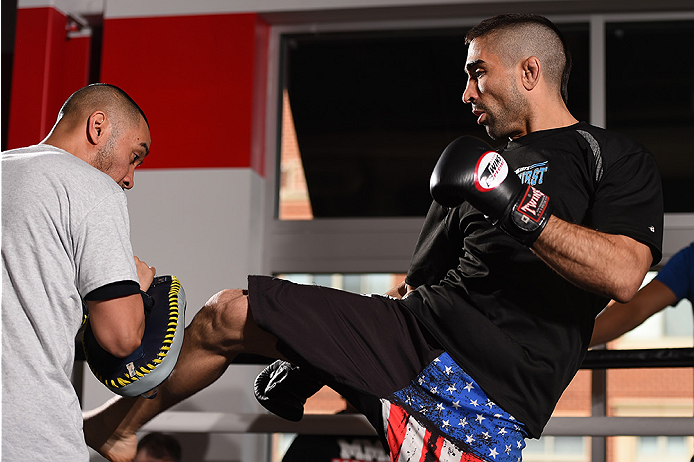 FAIRFAX, VA - APRIL 02: Ricardo Lamas holds an open training session for fans and media at the UFC Gym on April 2, 2015 in Fairfax, Virginia. (Photo by Josh Hedges/Zuffa LLC/Zuffa LLC via Getty Images)