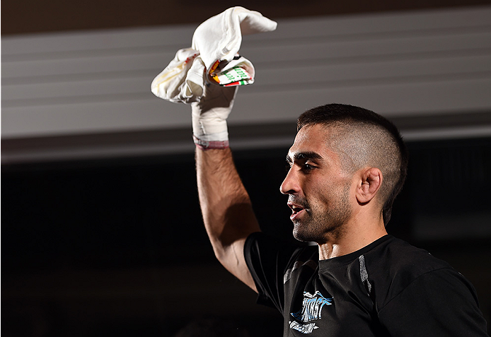 FAIRFAX, VA - APRIL 02: Ricardo Lamas holds an open training session for fans and media at the UFC Gym on April 2, 2015 in Fairfax, Virginia. (Photo by Josh Hedges/Zuffa LLC/Zuffa LLC via Getty Images)
