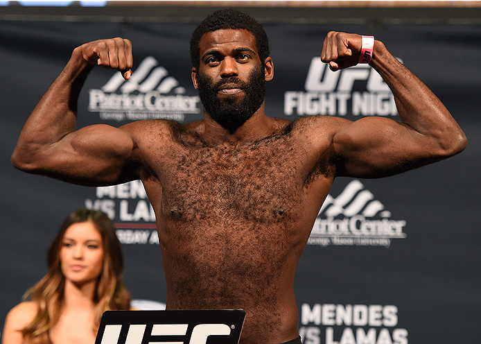 FAIRFAX, VA - APRIL 03: Justin Jones weighs in during the UFC weigh-in at the Patriot Center on April 3, 2015 in Fairfax, Virginia. (Photo by Josh Hedges/Zuffa LLC/Zuffa LLC via Getty Images)