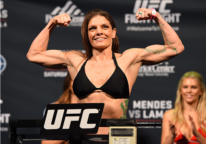 FAIRFAX, VA - APRIL 03: Lauren Murphy weighs in during the UFC weigh-in at the Patriot Center on April 3, 2015 in Fairfax, Virginia. (Photo by Josh Hedges/Zuffa LLC/Zuffa LLC via Getty Images)