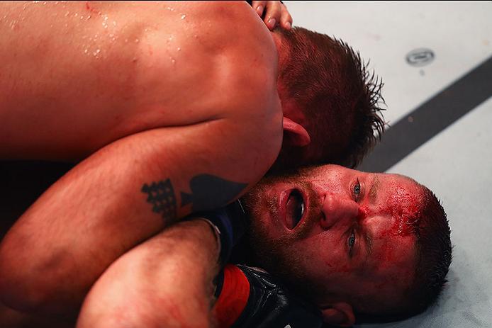 HAMBURG, GERMANY - SEPTEMBER 03: Alexander Gustafsson (top) of Sweden controls the body of Jan Blachowicz (R) of Poland compete in their Light Heavyweight Bout during the UFC Fight Night held at Barclaycard Arena on September 3, 2016 in Hamburg, Germany