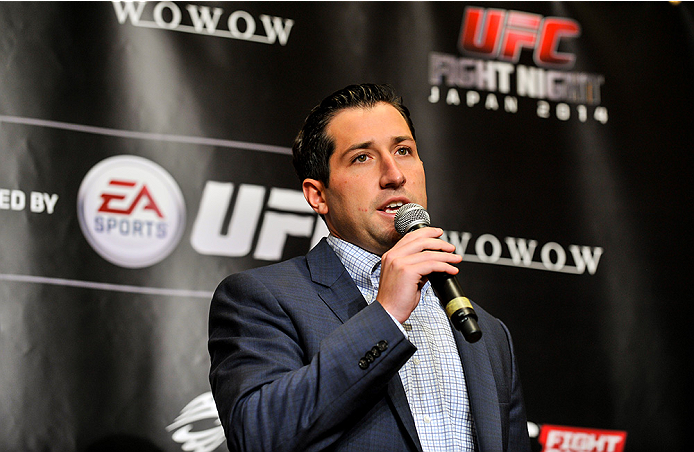 TOKYO, JAPAN - SEPTEMBER 17: Joe Carr, Vice President, International Business Development at UFC interacts with media during the UFC Ultimate Media Day at the Hilton Tokyo on September 17, 2014 in Tokyo, Japan. (Photo by Keith Tsuji/Zuffa LLC/Zuffa LLC