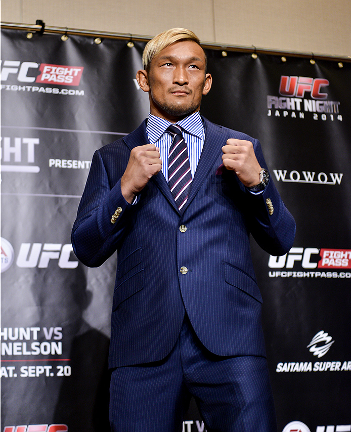 TOKYO, JAPAN - SEPTEMBER 17: Kiichi Kunimoto interacts with media during the UFC Ultimate Media Day at the Hilton Tokyo on September 17, 2014 in Tokyo, Japan. (Photo by Keith Tsuji/Zuffa LLC/Zuffa LLC via Getty Images)