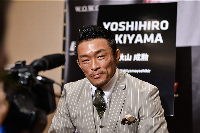 TOKYO, JAPAN - SEPTEMBER 17: Yoshinori Akiyama interacts with media during the UFC Ultimate Media Day at the Hilton Tokyo on September 17, 2014 in Tokyo, Japan. (Photo by Keith Tsuji/Zuffa LLC/Zuffa LLC via Getty Images)