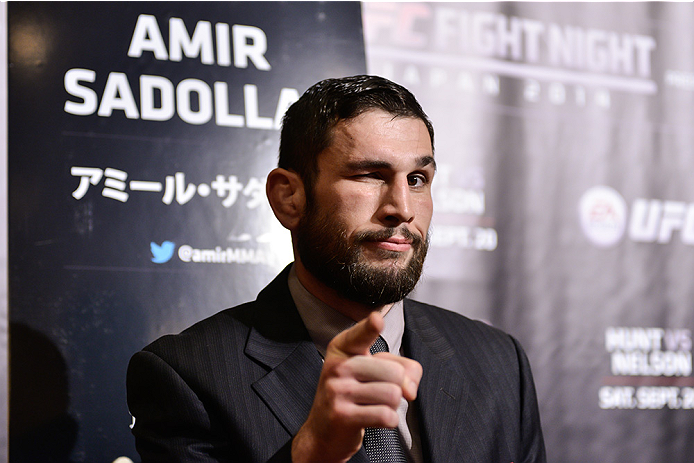 TOKYO, JAPAN - SEPTEMBER 17: Amir Sadollah interacts with media during the UFC Ultimate Media Day at the Hilton Tokyo on September 17, 2014 in Tokyo, Japan. (Photo by Keith Tsuji/Zuffa LLC/Zuffa LLC via Getty Images)