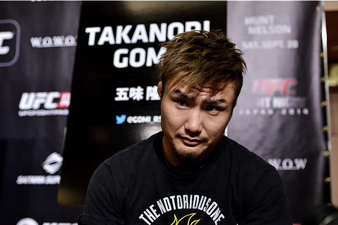 TOKYO, JAPAN - SEPTEMBER 17: Takanori Gomi interacts with media during the UFC Ultimate Media Day at the Hilton Tokyo on September 17, 2014 in Tokyo, Japan. (Photo by Keith Tsuji/Zuffa LLC/Zuffa LLC via Getty Images)
