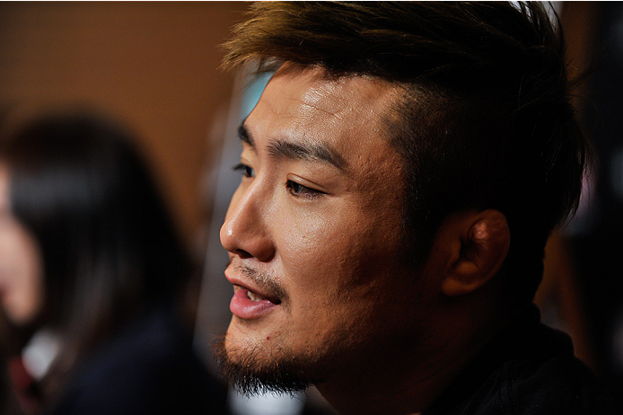 TOKYO, JAPAN - SEPTEMBER 17: Takanori Gomi interacts with media during the UFC Ultimate Media Day at the Hilton Tokyo on September 17, 2014 in Tokyo, Japan. (Photo by Keith Tsuji/Zuffa LLC/Zuffa LLC via Getty Images)
