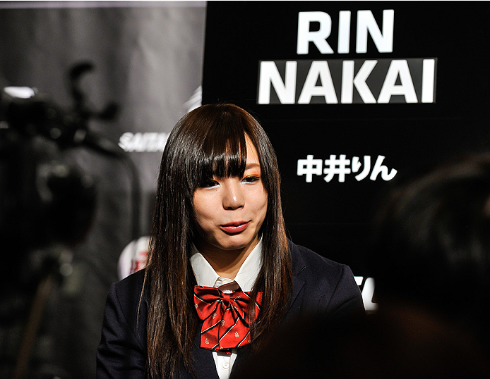 TOKYO, JAPAN - SEPTEMBER 17: Rin Nakai interacts with media during the UFC Ultimate Media Day at the Hilton Tokyo on September 17, 2014 in Tokyo, Japan. (Photo by Keith Tsuji/Zuffa LLC/Zuffa LLC via Getty Images)