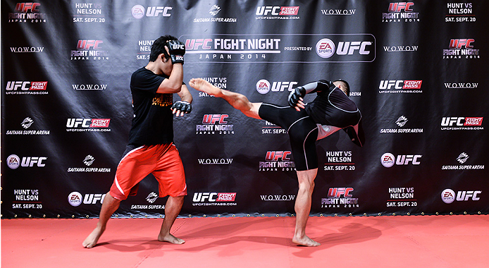 TOKYO, JAPAN - SEPTEMBER 16: Kyoji Horiguchi of Japan holds a UFC Fight Night open workout for media at the Hilton Tokyo on September 16, 2014 in Tokyo, Japan. (Photo by Keith Tsuji/Zuffa LLC/Zuffa LLC via Getty Images)