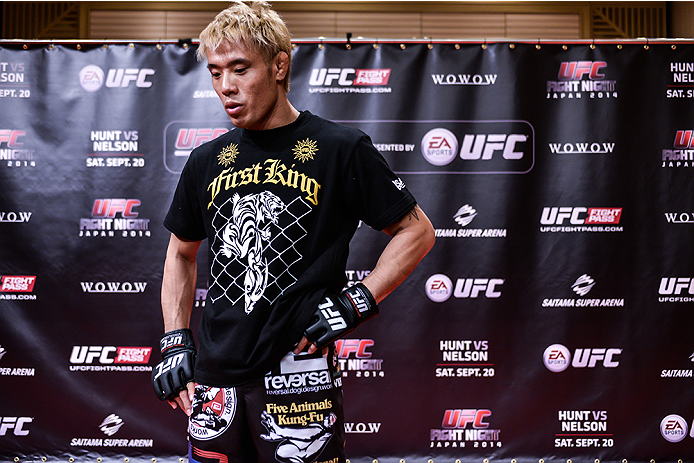 TOKYO, JAPAN - SEPTEMBER 16: Masanori Kanehara of Japan holds a UFC Fight Night open workout for media at the Hilton Tokyo on September 16, 2014 in Tokyo, Japan. (Photo by Keith Tsuji/Zuffa LLC/Zuffa LLC via Getty Images)
