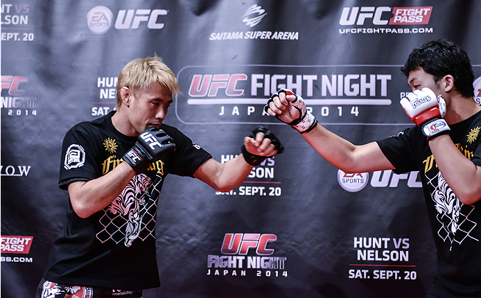 TOKYO, JAPAN - SEPTEMBER 16: Masanori Kanehara of Japan holds a UFC Fight Night open workout for media at the Hilton Tokyo on September 16, 2014 in Tokyo, Japan. (Photo by Keith Tsuji/Zuffa LLC/Zuffa LLC via Getty Images)
