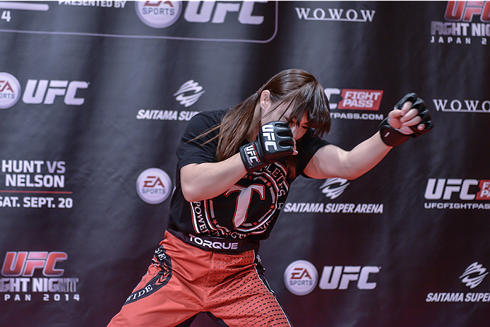TOKYO, JAPAN - SEPTEMBER 16: Rin Nakai of Japan holds a UFC Fight Night open workout for media at the Hilton Tokyo on September 16, 2014 in Tokyo, Japan. (Photo by Keith Tsuji/Zuffa LLC/Zuffa LLC via Getty Images)