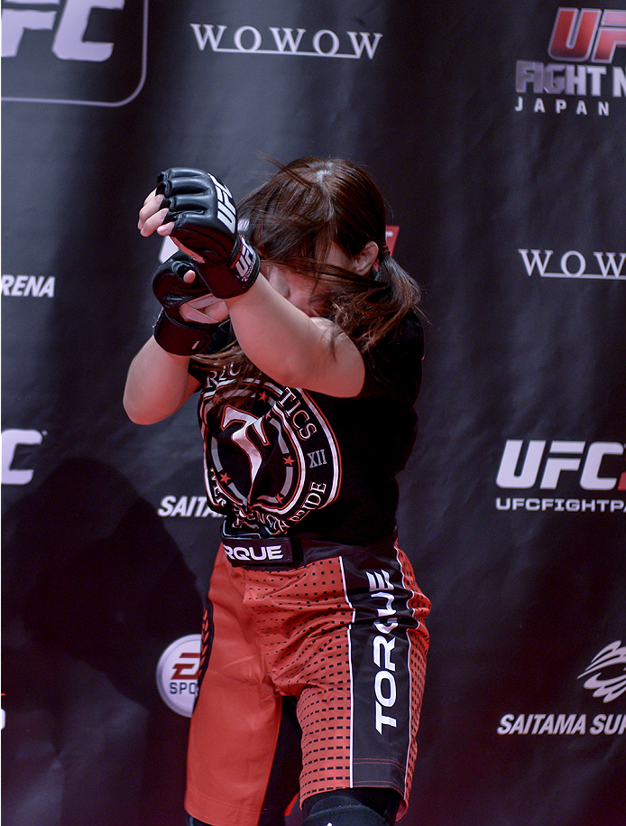 TOKYO, JAPAN - SEPTEMBER 16: Rin Nakai of Japan holds a UFC Fight Night open workout for media at the Hilton Tokyo on September 16, 2014 in Tokyo, Japan. (Photo by Keith Tsuji/Zuffa LLC/Zuffa LLC via Getty Images)