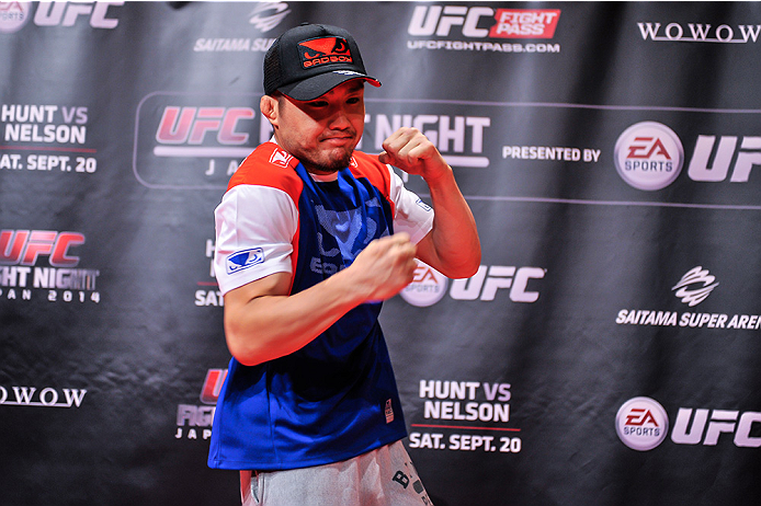 TOKYO, JAPAN - SEPTEMBER 16: Takanori Gomi of Japan holds a UFC Fight Night open workout for media at the Hilton Tokyo on September 16, 2014 in Tokyo, Japan. (Photo by Keith Tsuji/Zuffa LLC/Zuffa LLC via Getty Images)
