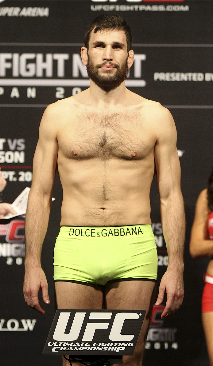 SAITAMA, JAPAN - SEPTEMBER 19: Amir Sadollah steps on the scale during the UFC Fight Night weigh-in event on September 19, 2014 in Saitama, Japan. (Photo by Mitch Viquez/Zuffa LLC/Zuffa LLC via Getty Images)