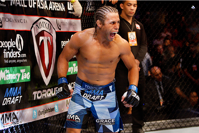 MANILA, PHILIPPINES - MAY 16: Uriah Faber of the United States before his featherweight fight during the UFC Fight Night event at the Mall of Asia Arena on May 16, 2015 in Manila, Philippines. (Photo by Mitch Viquez/Zuffa LLC/Zuffa LLC via Getty Images)