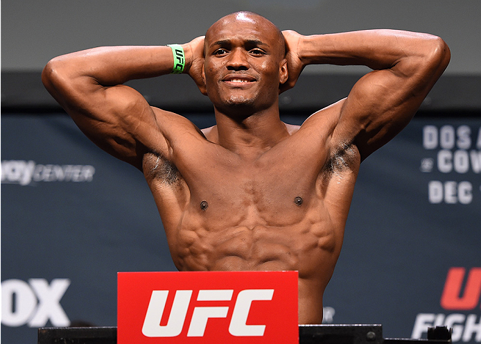 ORLANDO, FL - DECEMBER 18: Kamaru Usman weighs in during the UFC weigh-in at the Orange County Convention Center on December 18, 2015 in Orlando, Florida. (Photo by Josh Hedges/Zuffa LLC/Zuffa LLC via Getty Images)
