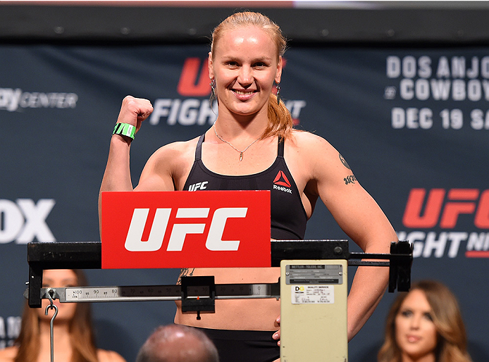ORLANDO, FL - DECEMBER 18: Valentina Shevchenko of Russia weighs in during the UFC weigh-in at the Orange County Convention Center on December 18, 2015 in Orlando, Florida. (Photo by Josh Hedges/Zuffa LLC/Zuffa LLC via Getty Images)