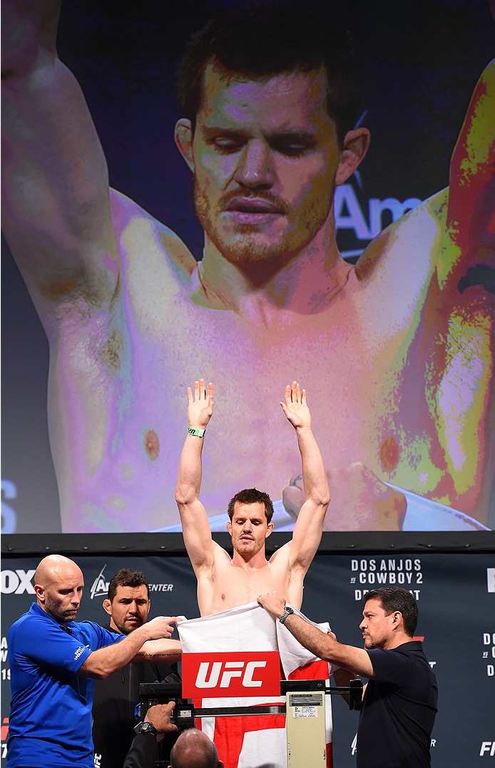 ORLANDO, FL - DECEMBER 18: CB Dollaway weighs in during the UFC weigh-in at the Orange County Convention Center on December 18, 2015 in Orlando, Florida. (Photo by Josh Hedges/Zuffa LLC/Zuffa LLC via Getty Images)
